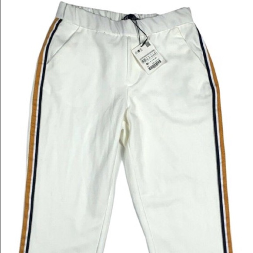 Zara white striped trousers